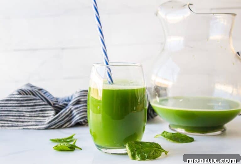 mean green juice with striped straw.